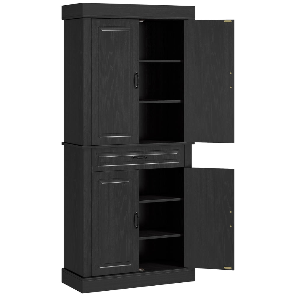 Garde-manger avec 4 portes et 2 armoires, noir vieilli