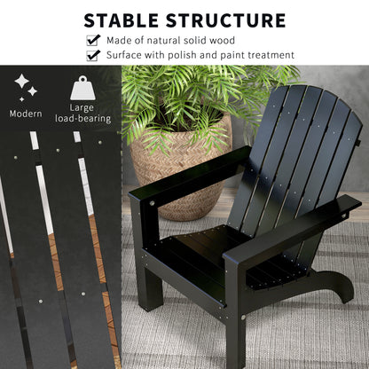 Chaise Adirondack Muskoka en peuplier avec dossier haut et large assise, noire