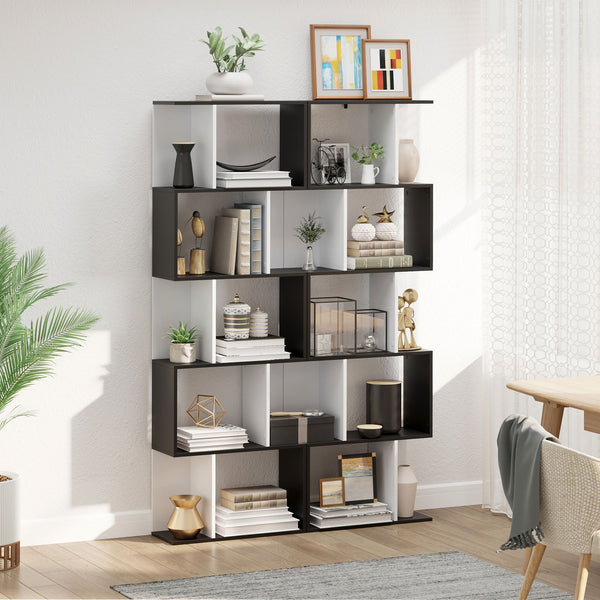 Bibliothèque moderne à 5 niveaux, séparateur de pièce, noir