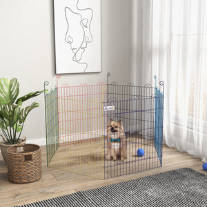 Hexagonal portable metallic playpen, multicolored