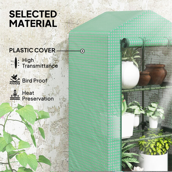 3-tier mini greenhouse with fixing clips