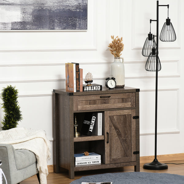 Buffe de rangement rustique de style ferme moderne, en chêne foncé