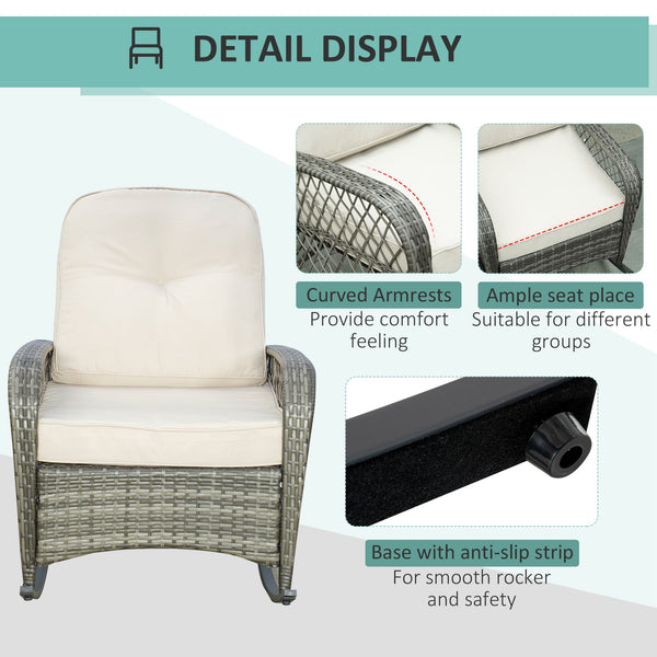 Fauteuil à bascule en rotin avec coussins épais