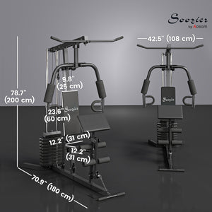 Station de musculation multifonctions avec colonne de poids de 45 kg