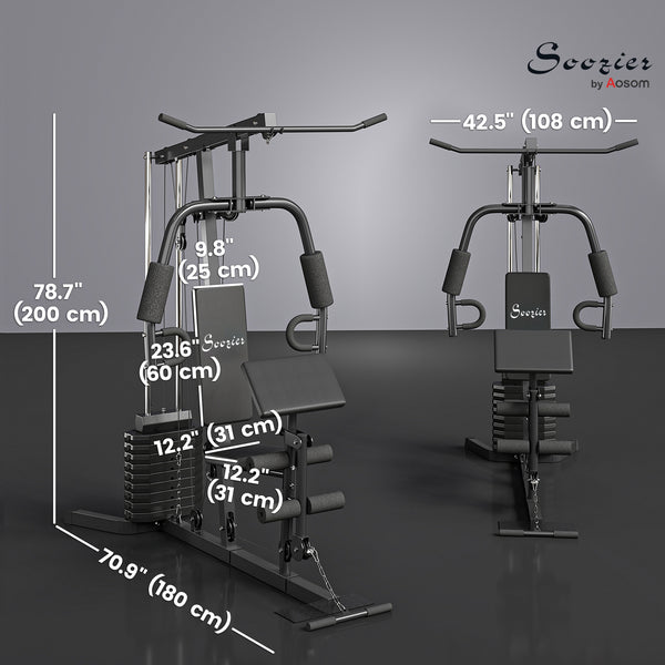 Station de musculation multifonctions avec colonne de poids de 45 kg