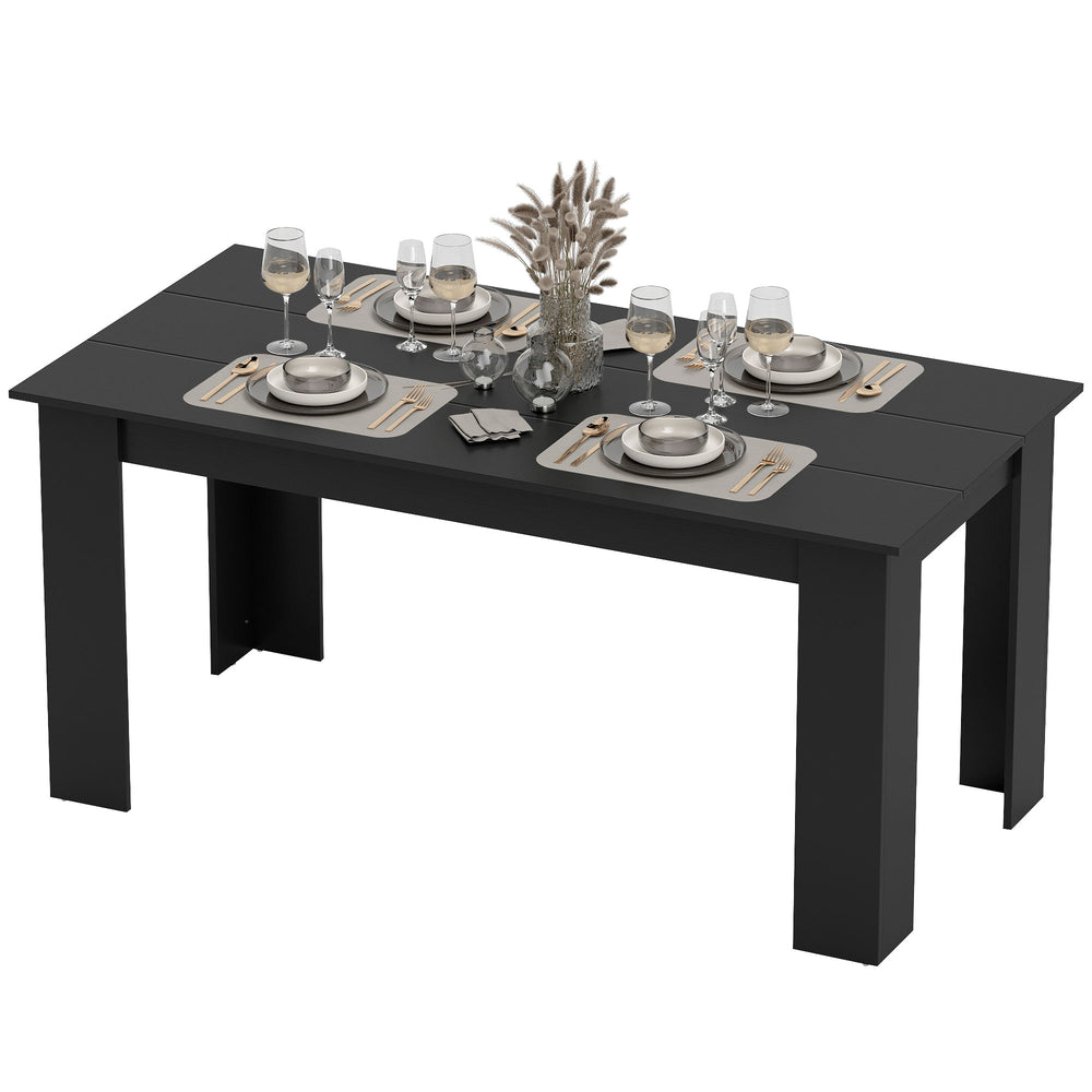 Table de cuisine pour 4 à 6 personnes effet bois, noire