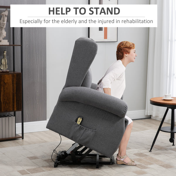 Fauteuil releveur inclinable électrique avec repose-pieds, gris