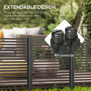 Outsunny Picket Metal Garden Fence for Hard &amp; Soft Ground, 4 ft(H) Standing Outdoor Fencing with Feet, Animal Barrier Flower Bed Landscape Edging, Brown |