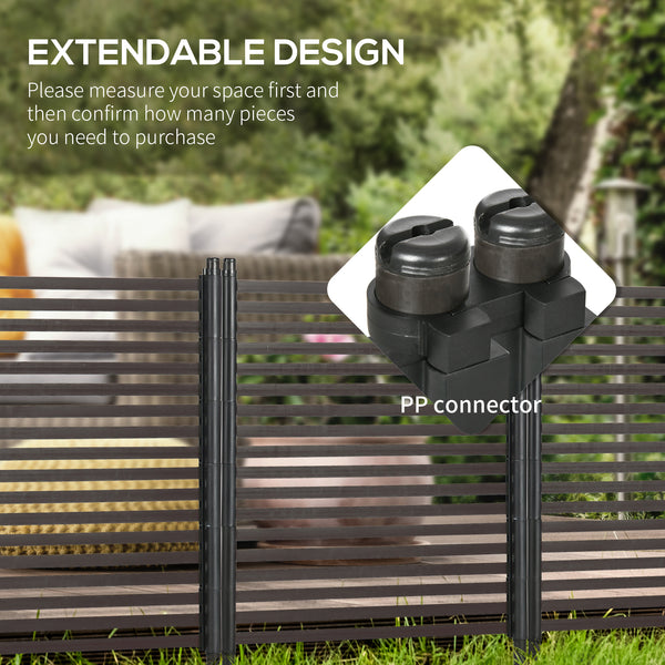 Outsunny Picket Metal Garden Fence for Hard &amp; Soft Ground, 4 ft(H) Standing Outdoor Fencing with Feet, Animal Barrier Flower Bed Landscape Edging, Brown |