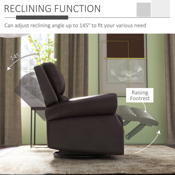 Fauteuil inclinable pivotant à bascule en cuir PU avec dossier, marron