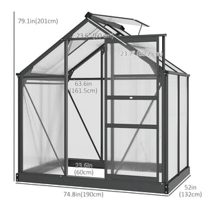 Serre de jardin avec porte coulissante, grise