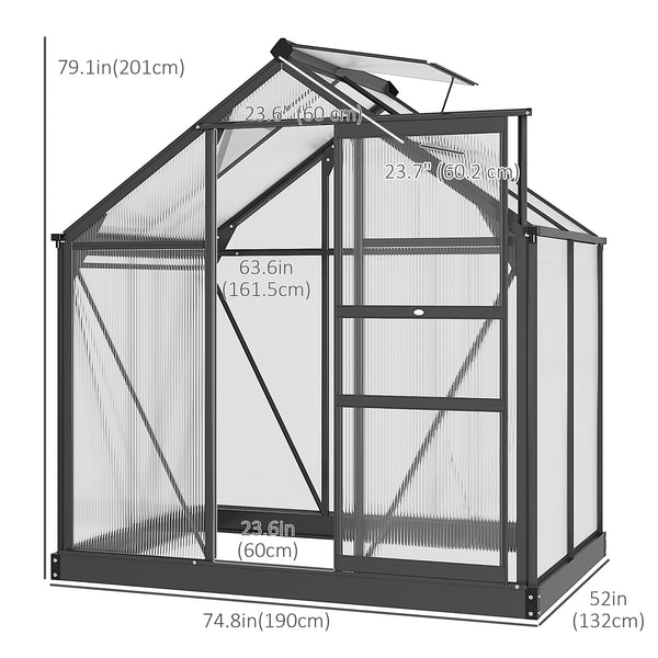 Serre de jardin avec porte coulissante, grise