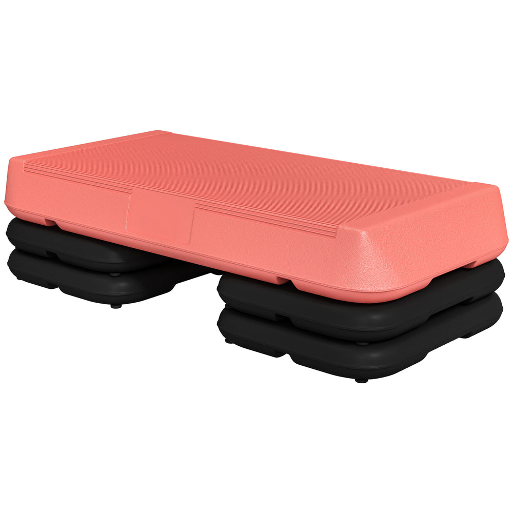 Stepper d'aérobic réglable, 3 niveaux avec rehausseurs 4", 6", 8", rouge