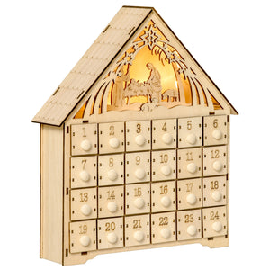 Calendrier de l'Avent de Noël en bois de 24 jours illuminé