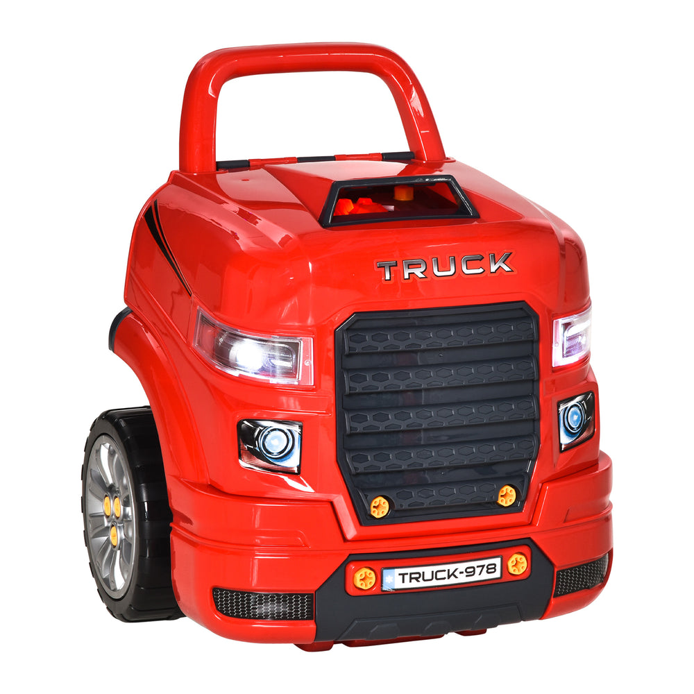 Mini station-service, kit d'outils pour enfants inclus, rouge