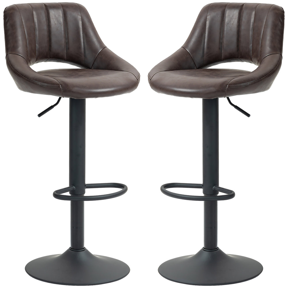 Lot de 2 tabourets de bar pivotants, hauteur comptoir, avec base ronde en métal