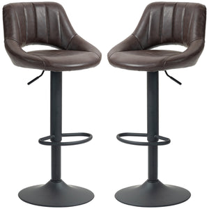 Lot de 2 tabourets de bar pivotants, hauteur comptoir, avec base ronde en métal