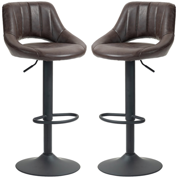 Lot de 2 tabourets de bar pivotants, hauteur comptoir, avec base ronde en métal