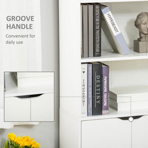 Bibliothèque ouverte à 4 niveaux avec portes, blanc