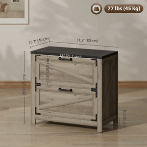Classeur à 2 tiroirs de style campagnard avec barres de suspension réglables pour format lettre, A4, légal, gris