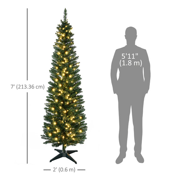 Sapin de Noël artificiel pré-éclairé de 7 pieds avec lumières LED blanc chaud