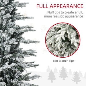 Sapin de Noël artificiel givré pré-éclairé de 7 pieds avec lumières claires blanc chaud