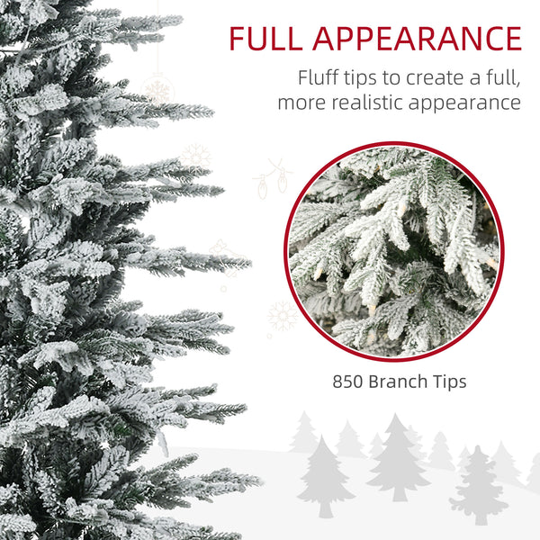 Sapin de Noël artificiel givré pré-éclairé de 7 pieds avec lumières claires blanc chaud