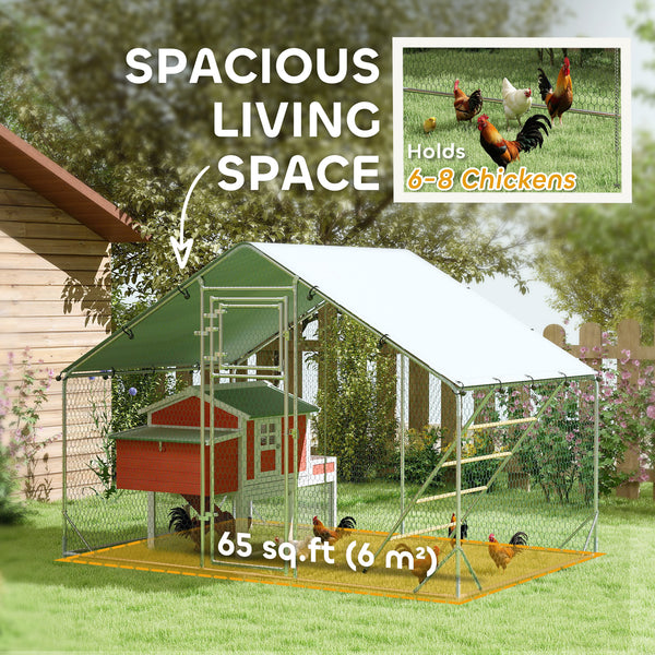 Enclos à poules en métal grand format avec housse imperméable et résistante aux UV