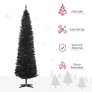 Sapin de Noël artificiel noir de 7 pieds en forme de crayon