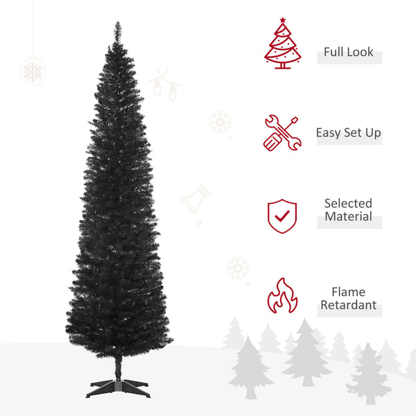 Sapin de Noël artificiel noir de 7 pieds en forme de crayon