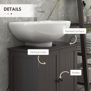 Meuble sous lavabo avec 2 portes et étagère, couleur café
