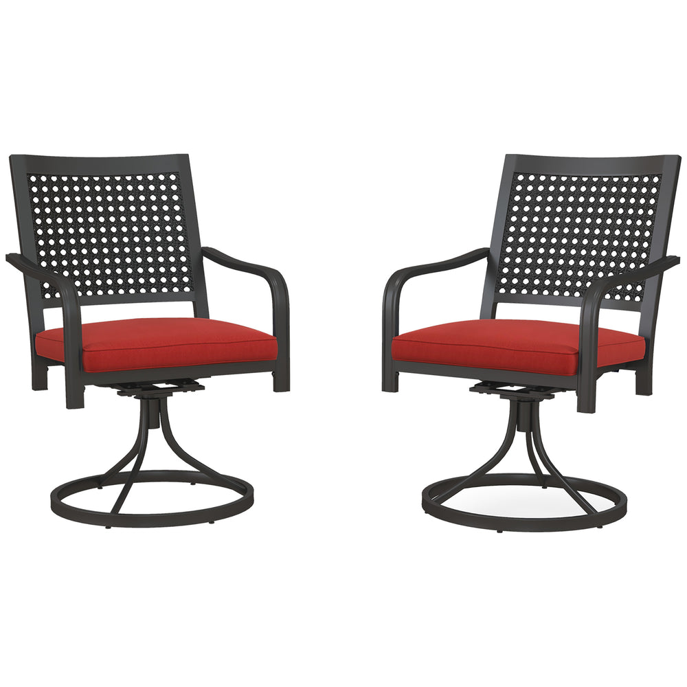 Ensemble de chaises pivotantes avec coussin avec accoudoirs incurvés, rouge