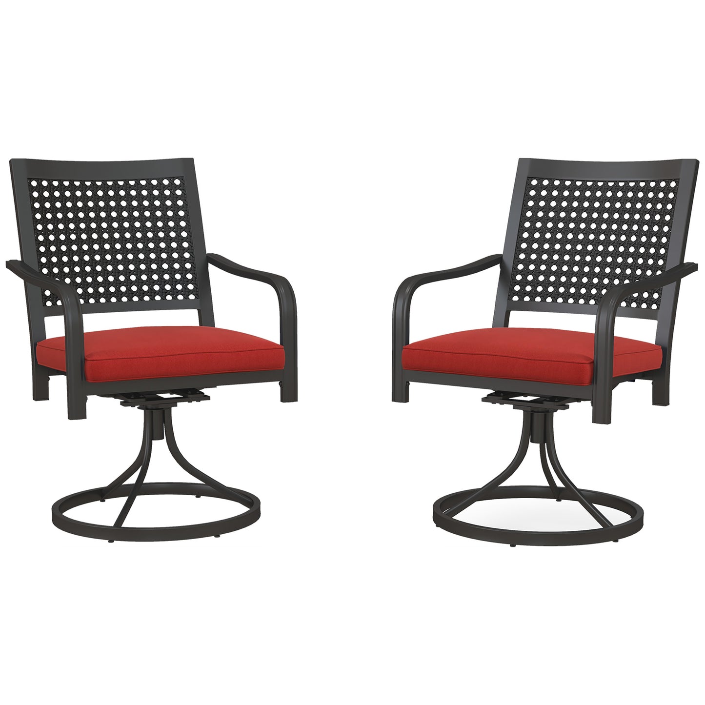 Ensemble de chaises pivotantes avec coussin avec accoudoirs incurvés, rouge