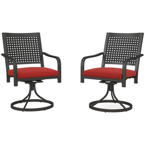Ensemble de chaises pivotantes avec coussin avec accoudoirs incurvés, rouge