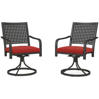 Ensemble de chaises pivotantes avec coussin avec accoudoirs incurvés, rouge