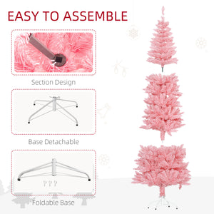 Sapin de Noël artificiel rose de 7 pieds de haut avec 687 branches et base en acier