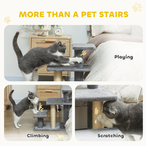 Cat steps with sisal scratching post, grey