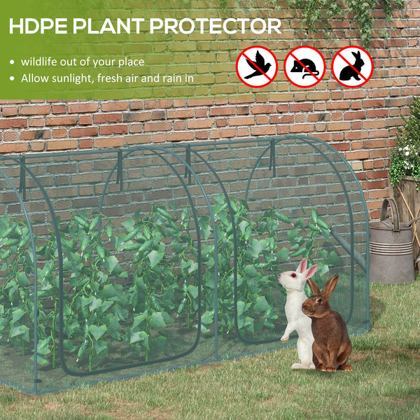 Protective plant cage with 3 zippered doors and 6 ground stakes