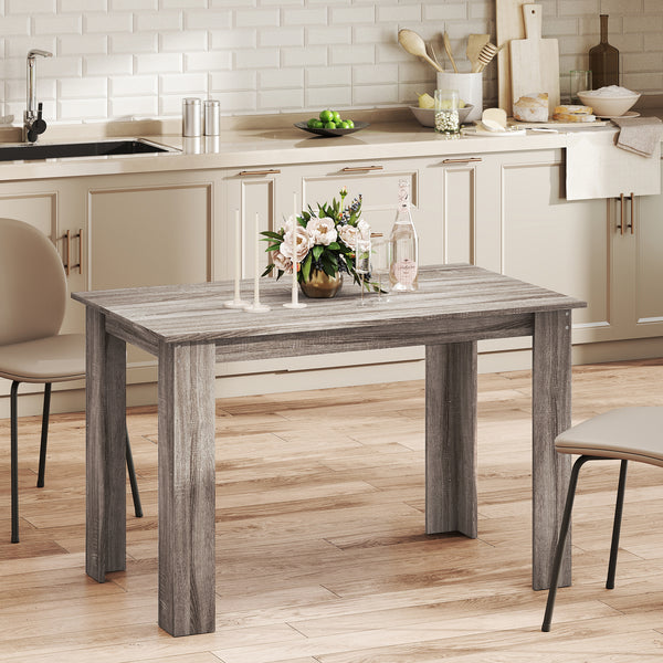 Kitchen table for 4 to 6 people, wood effect, light grey