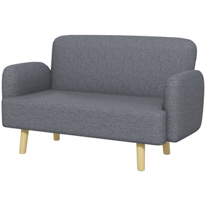 Canapé 2 places en tissu velours avec rembourrage, gris