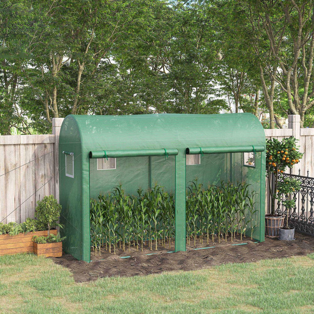 Green garden greenhouse with 2 doors and 4 windows