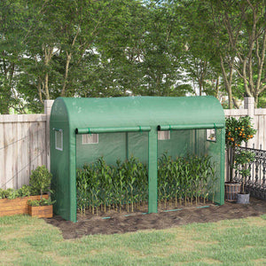 Green garden greenhouse with 2 doors and 4 windows
