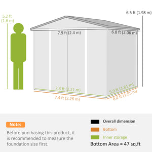 Abri de jardin en acier galvanisé avec portes verrouillables et structure de plancher, couleur teck