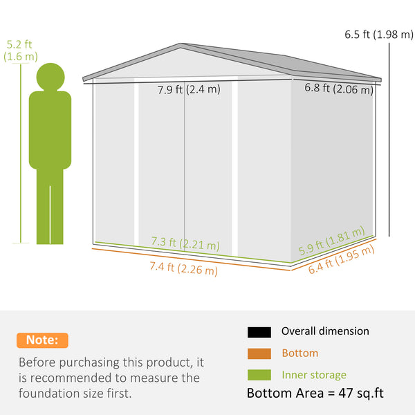 Abri de jardin en acier galvanisé avec portes verrouillables et structure de plancher, couleur teck