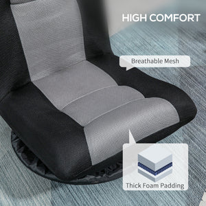 Chaise de sol pliante pivotante à 360 degrés, réglable sur 6 positions, noire