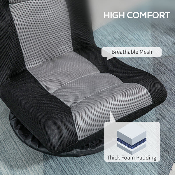 Chaise de sol pliante pivotante à 360 degrés, réglable sur 6 positions, noire