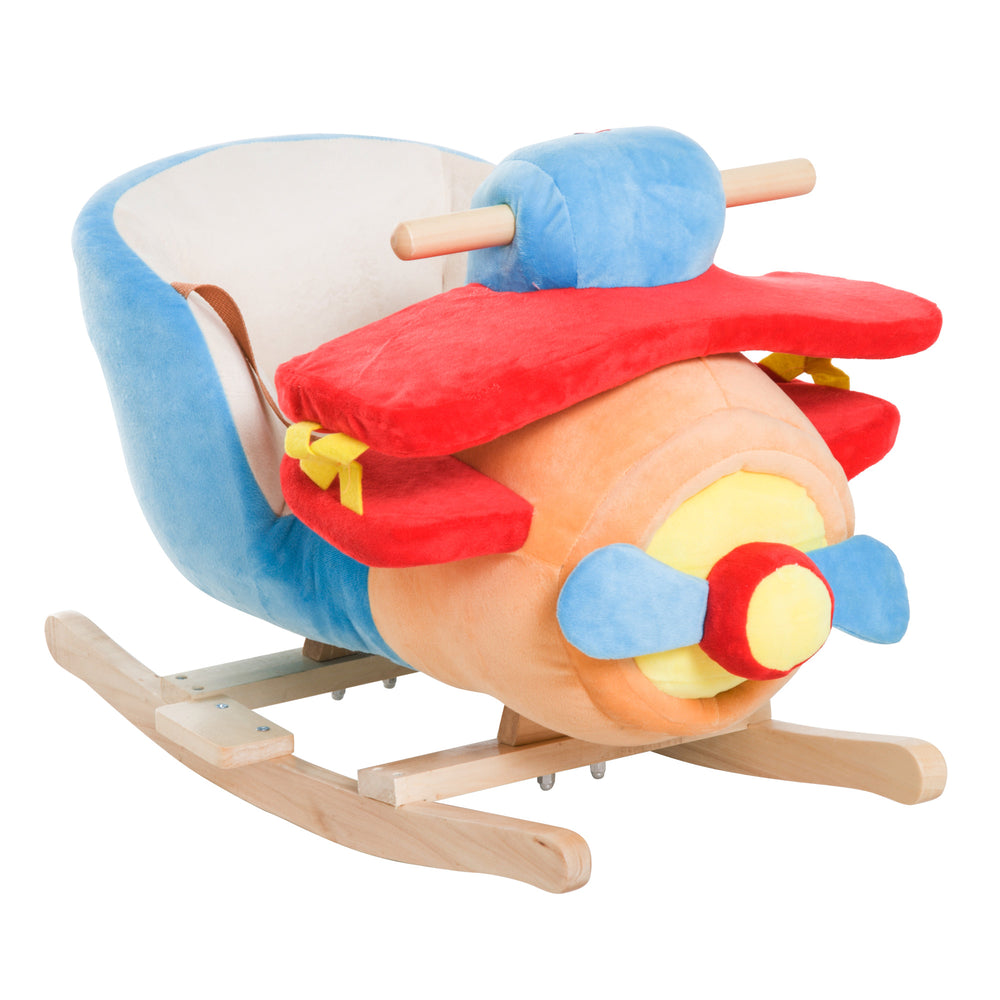 Avion à bascule en peluche avec comptine