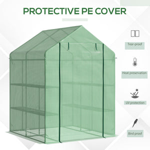 Portable garden greenhouse with 8 shelves