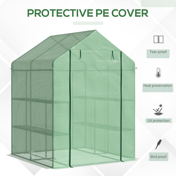 Portable garden greenhouse with 8 shelves