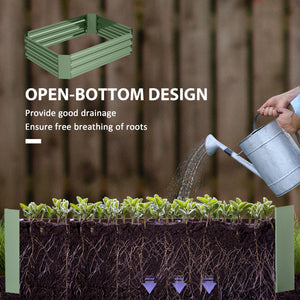 Jardinière surélevée galvanisée en métal, vert foncé